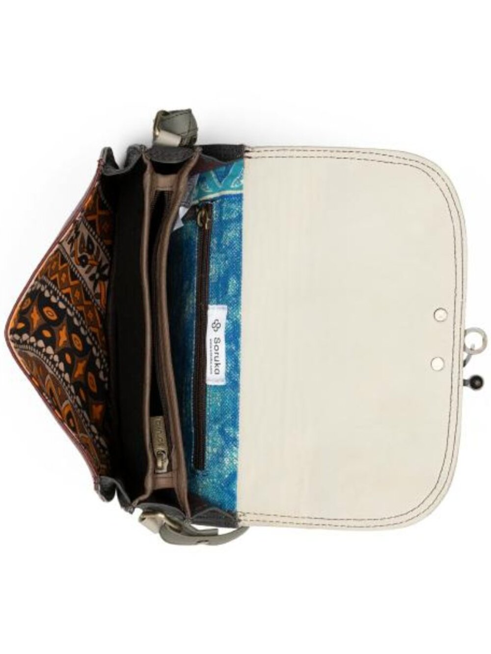 NEW SORUKA Leather Faux Fur Flap Crossbody / Shoulder Bag Flap Closure NWT
